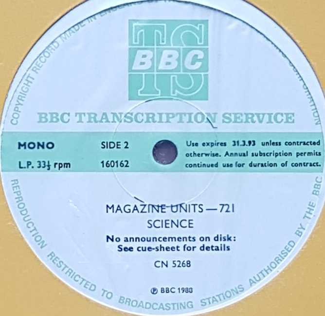 CN 5268 Magazine units - 721 Various from the BBC records and Tapes library Label